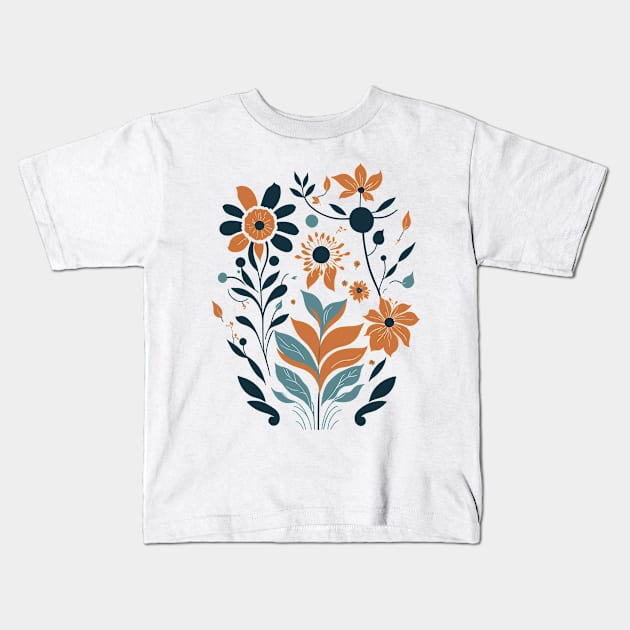 Bohemian Style Floral Geometric Shapes Kids T-Shirt by ElMass